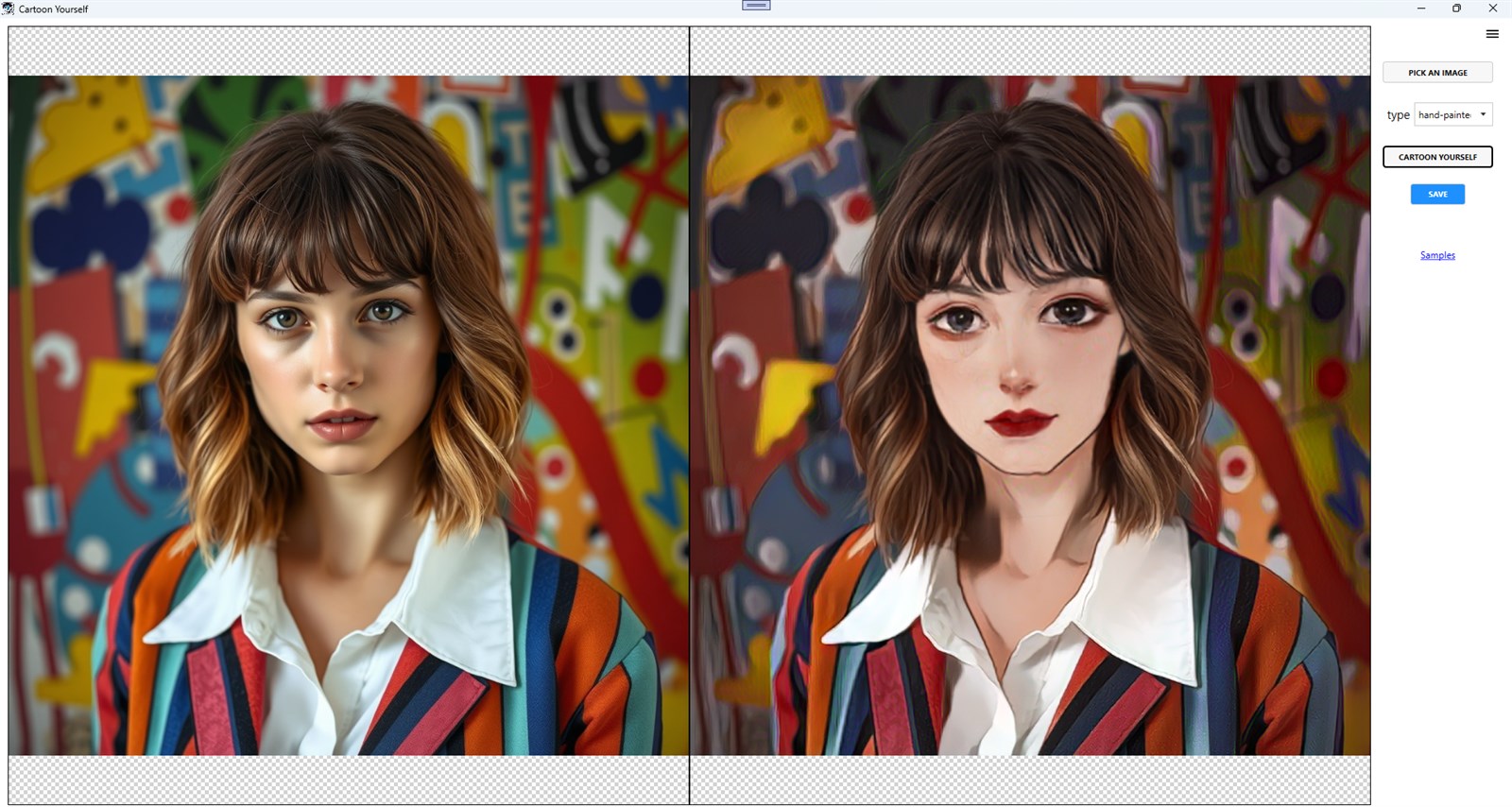 Microsoft Store से AI Photo to Cartoon Converter इंटरफ़ेस स्क्रीनशॉट