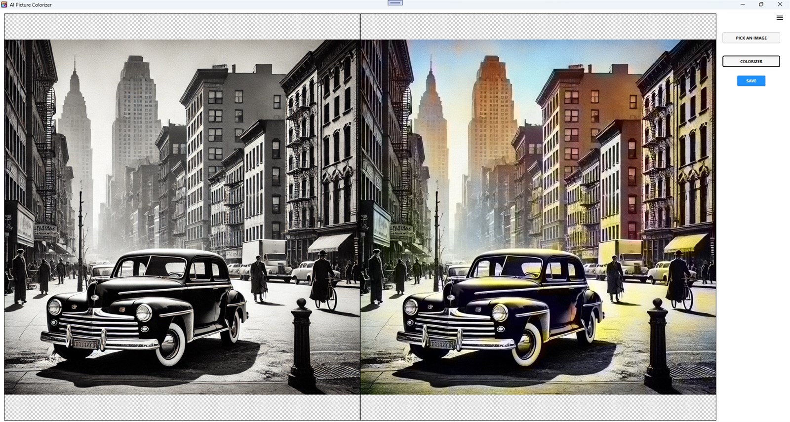 Schermata dell'interfaccia AI Picture Colorizer da Microsoft Store