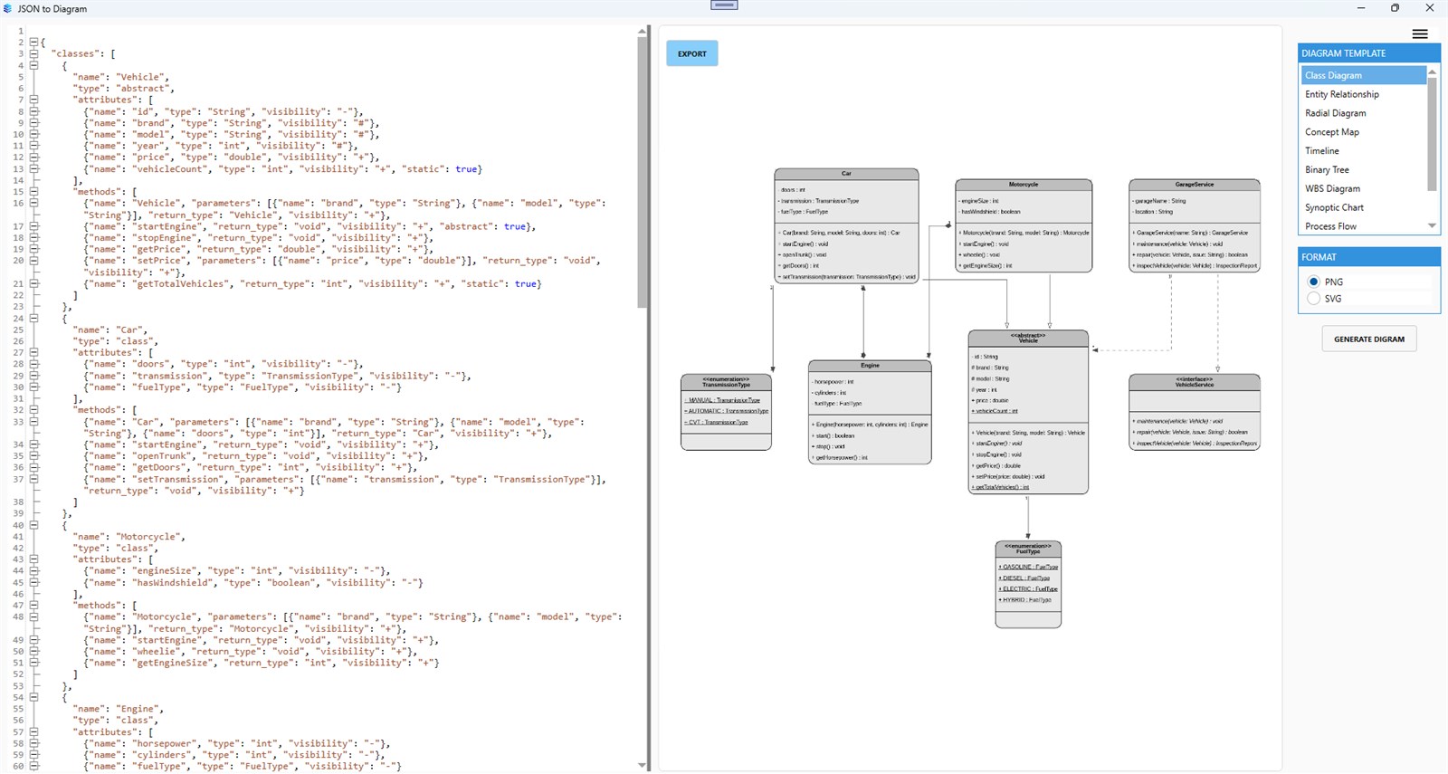 JSON to Diagram لقطة شاشة من واجهة Microsoft Store