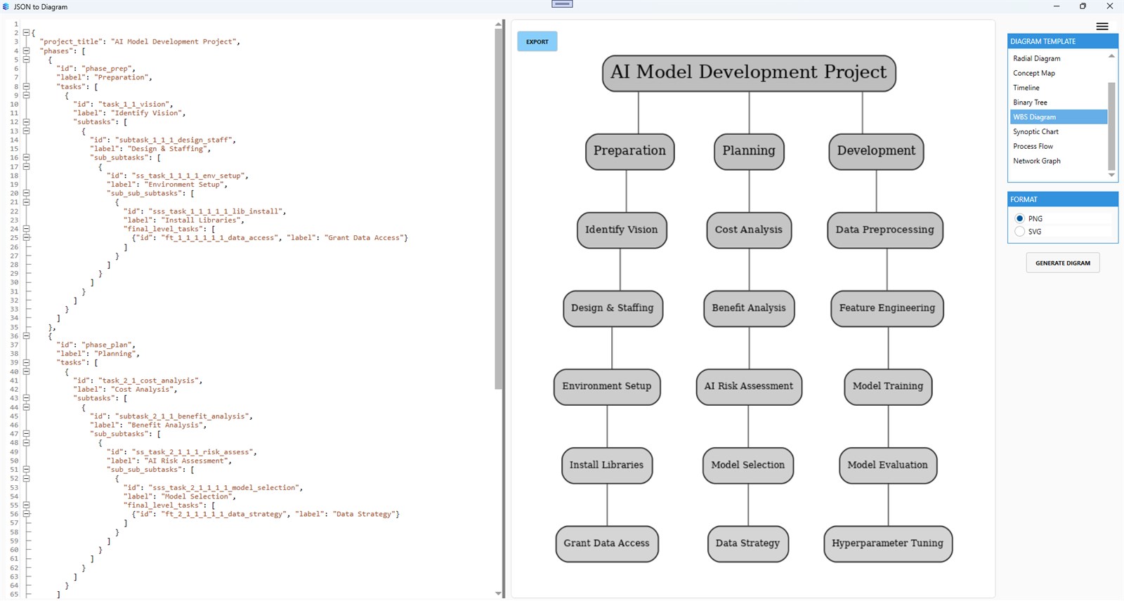 JSON to Diagram لقطة الشاشة 8