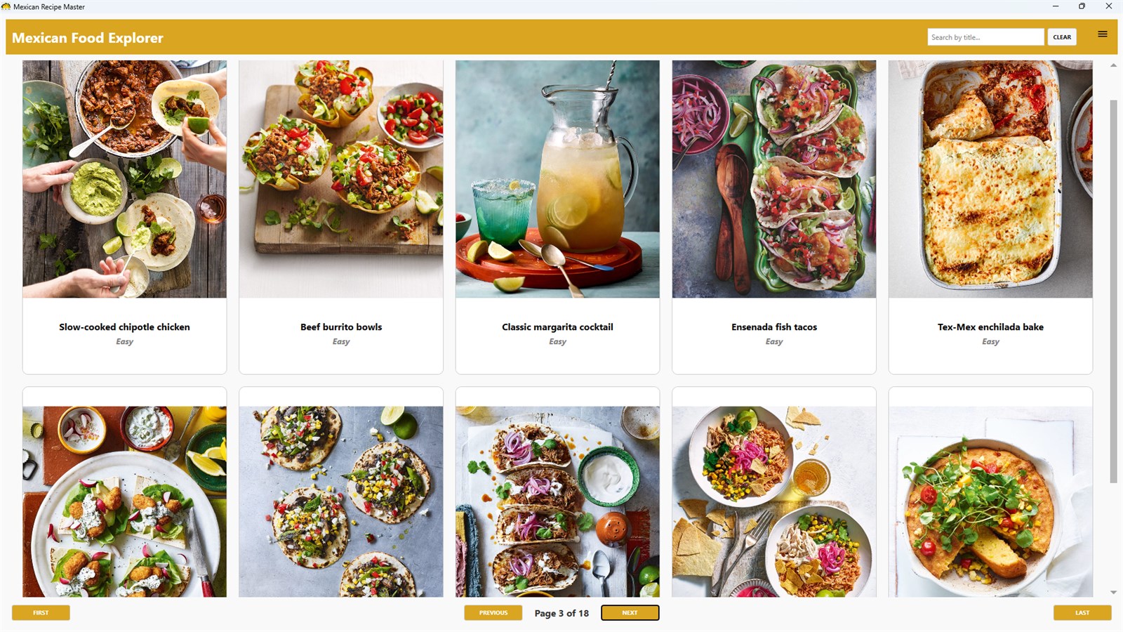 Microsoft Store の Mexican Recipe Master: Delicious Dishes インターフェースのスクリーンショット